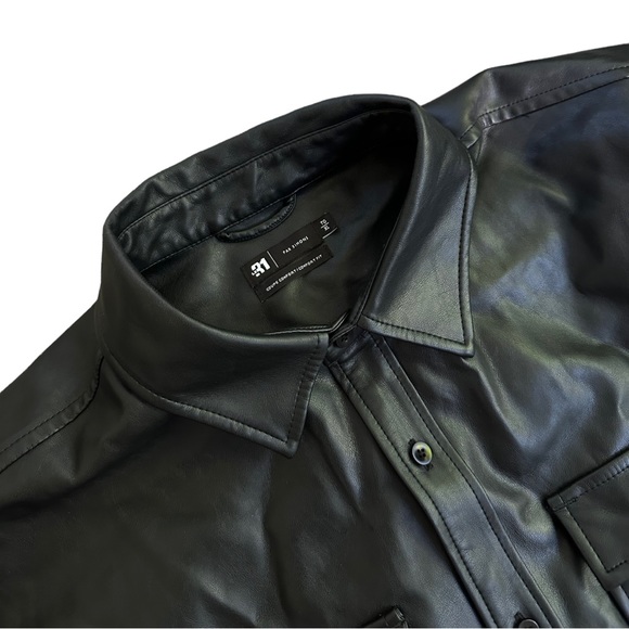 Men’s Leather Overshirt - Men’s Overshirt - Faux Leather - Picture 4 of 5